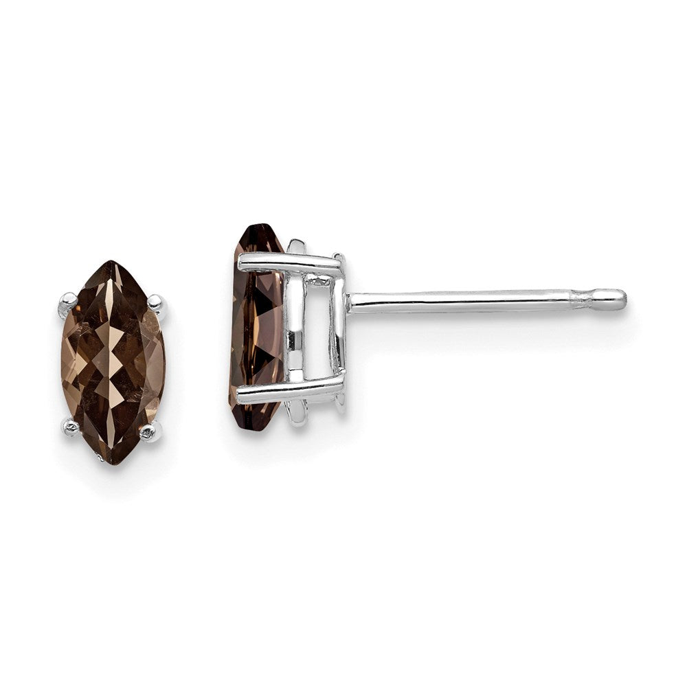 14k White Gold 7x3.5mm Marquise Smok Yellow Gold Quartz Earring