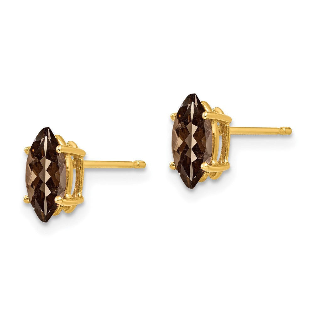 14k Yellow Gold 8x4 Marquise Smok Yellow Gold Quartz Earring