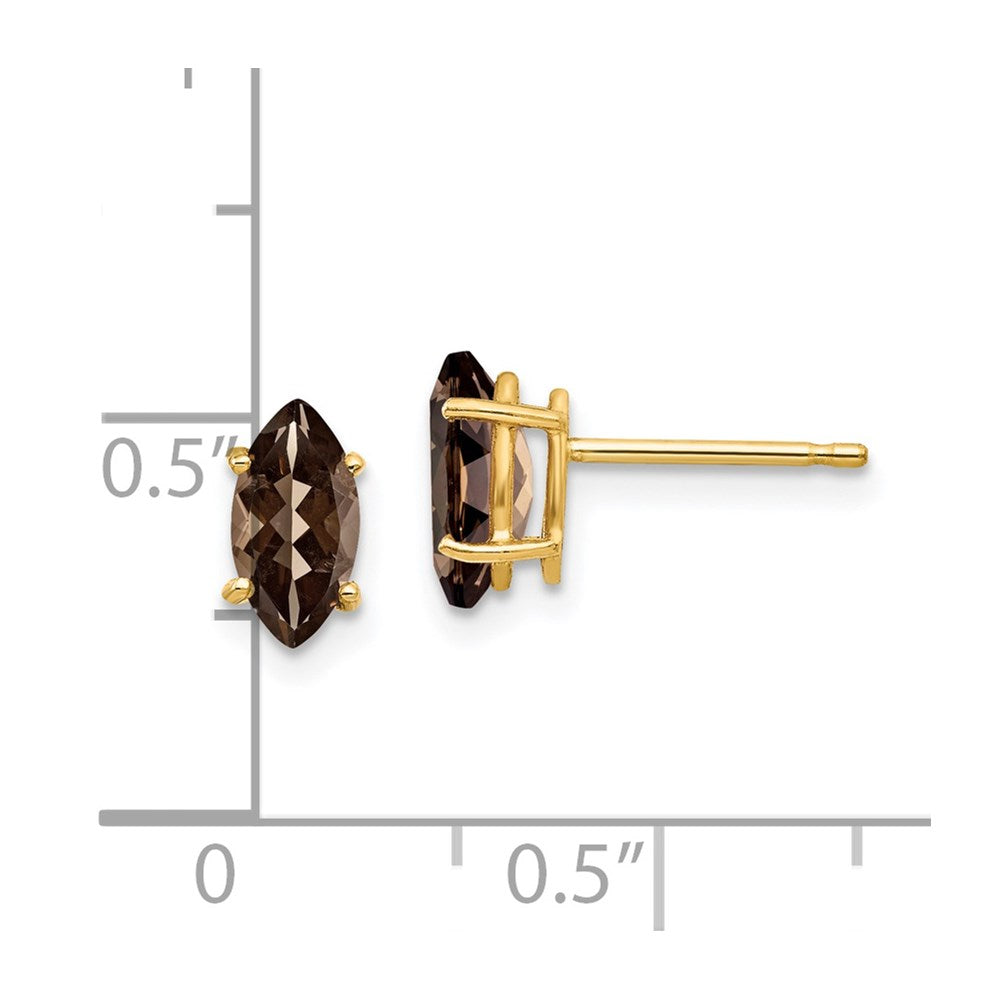 14k Yellow Gold 8x4 Marquise Smok Yellow Gold Quartz Earring