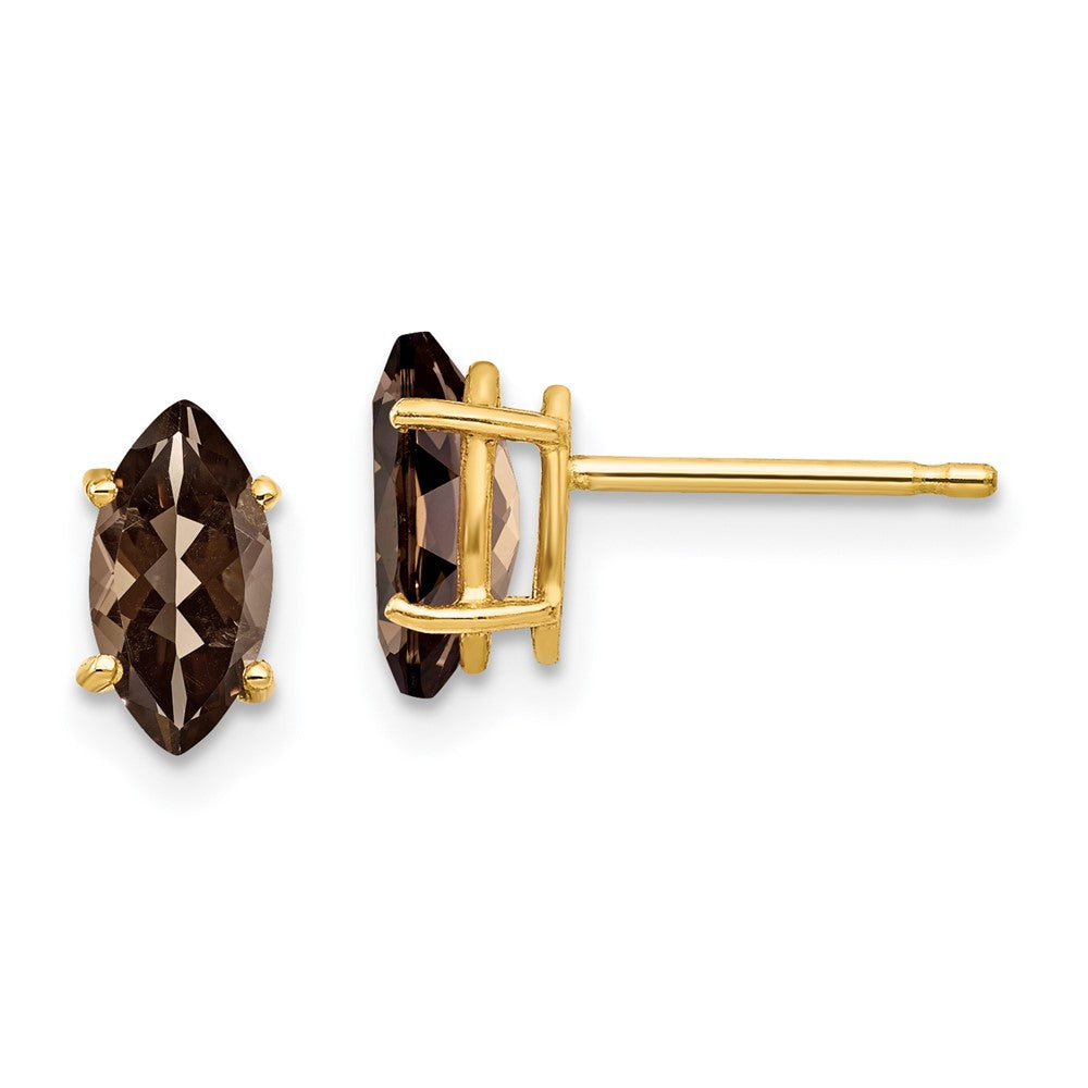 14k Yellow Gold 8x4 Marquise Smok Yellow Gold Quartz Earring