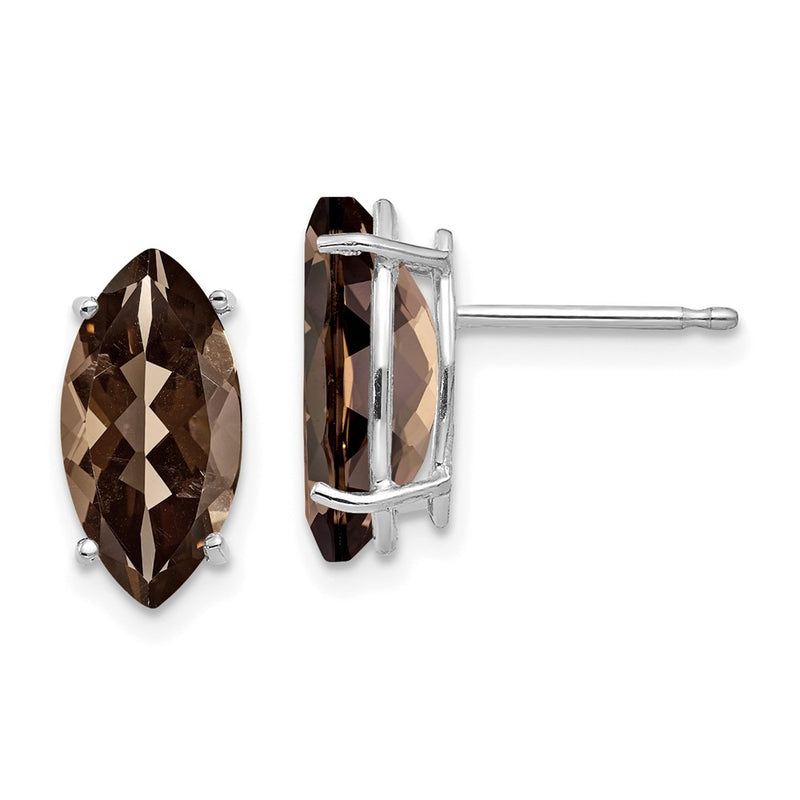 14k White Gold 10x5mm Marquise Smok Yellow Gold Quartz Earring
