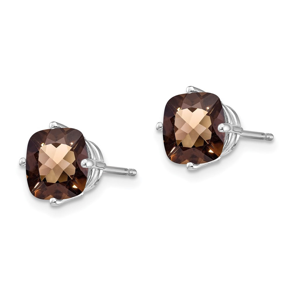 14k White Gold 7mm Cushion Smok Yellow Gold Quartz Earring