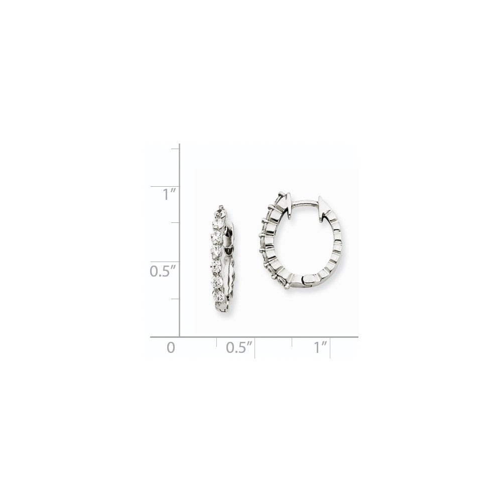 14k White Gold A Real Diamond Hinged Hoop Earrings
