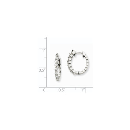 14k White Gold A Real Diamond Hinged Hoop Earrings