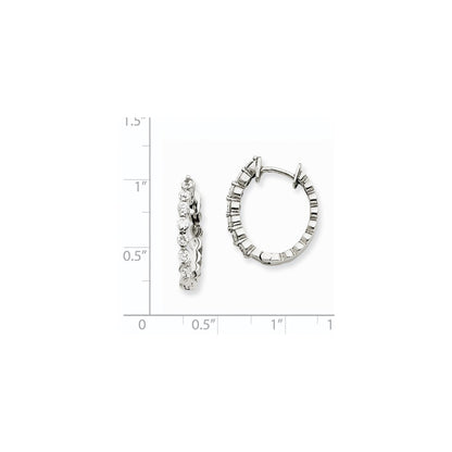 14k White Gold AAA Real Diamond Hinged Hoop Earrings
