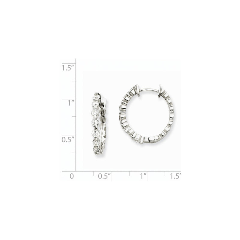 14k White Gold A Real Diamond Hinged Hoop Earrings
