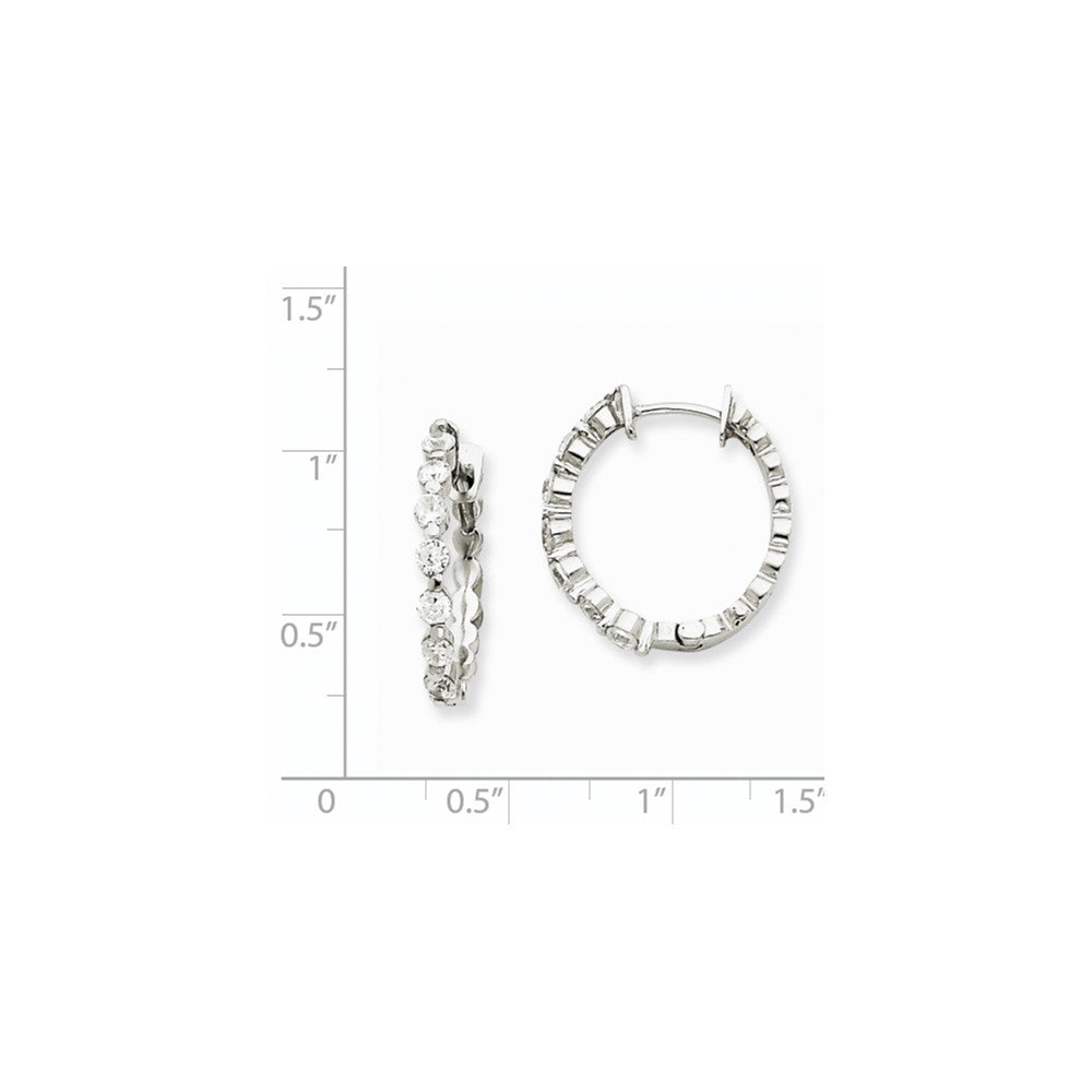 14k White Gold AAA Real Diamond Hinged Hoop Earrings
