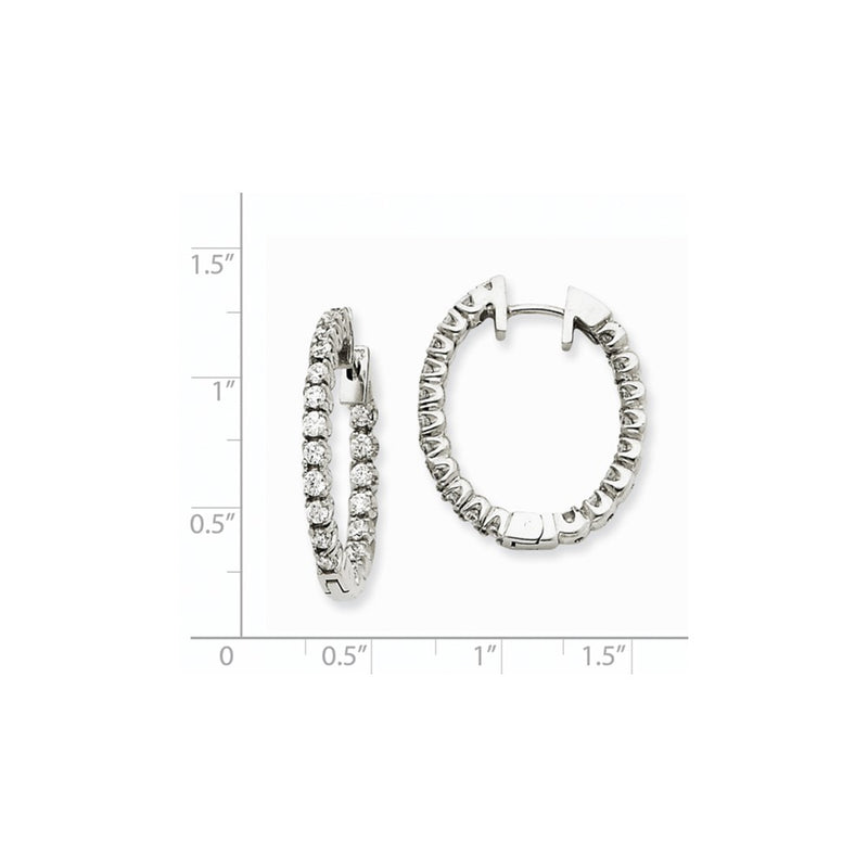 14k White Gold AAA Real Diamond Hinged Hoop Earrings
