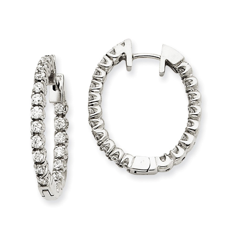 14k White Gold VS Real Diamond Hinged Hoop Earrings