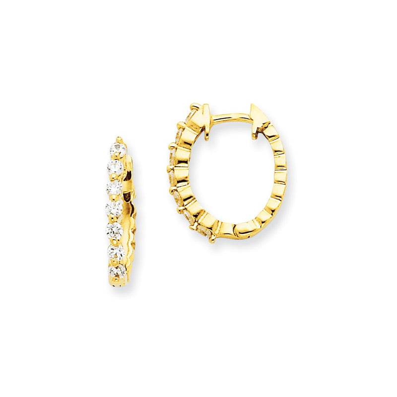 14k Yellow Gold VS Real Diamond Hinged Hoop Earrings