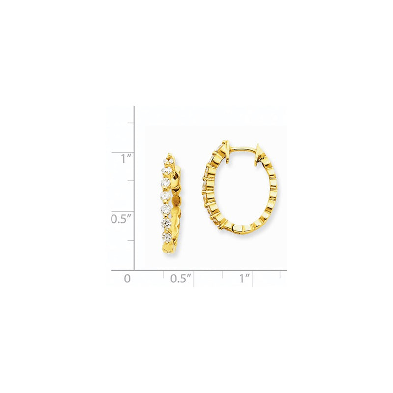 14k Yellow Gold Real Diamond Hinged Hoop Earrings