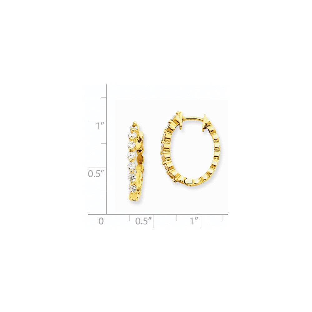 14k Yellow Gold AAA Real Diamond Hinged Hoop Earrings