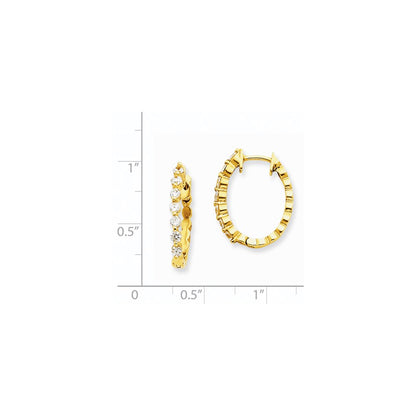 14k Yellow Gold AAA Real Diamond Hinged Hoop Earrings