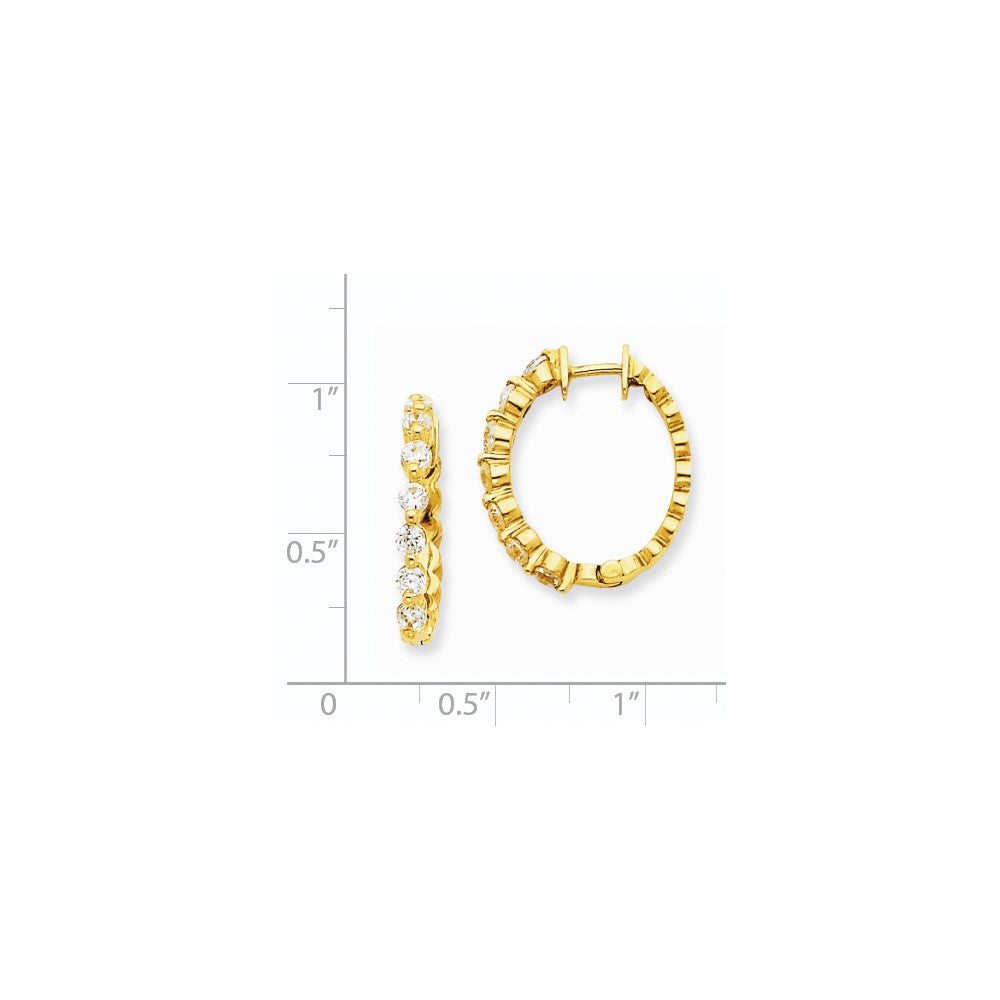 14k Yellow Gold AAA Real Diamond Hinged Hoop Earrings