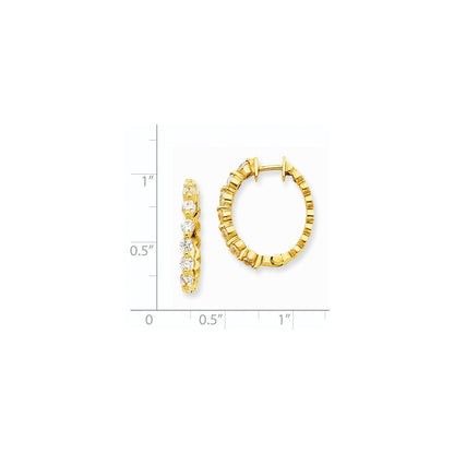 14k Yellow Gold AAA Real Diamond Hinged Hoop Earrings