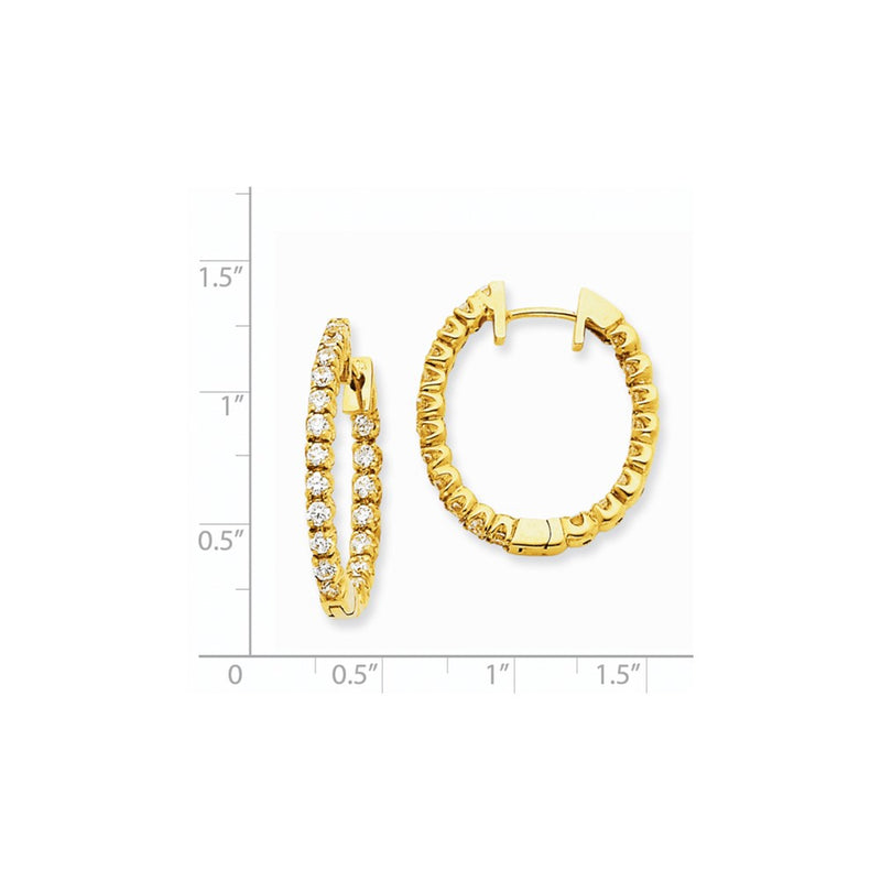 14k Yellow Gold AAA Real Diamond Hinged Hoop Earrings