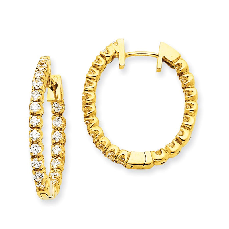 14k Yellow Gold Real Diamond Hinged Hoop Earrings