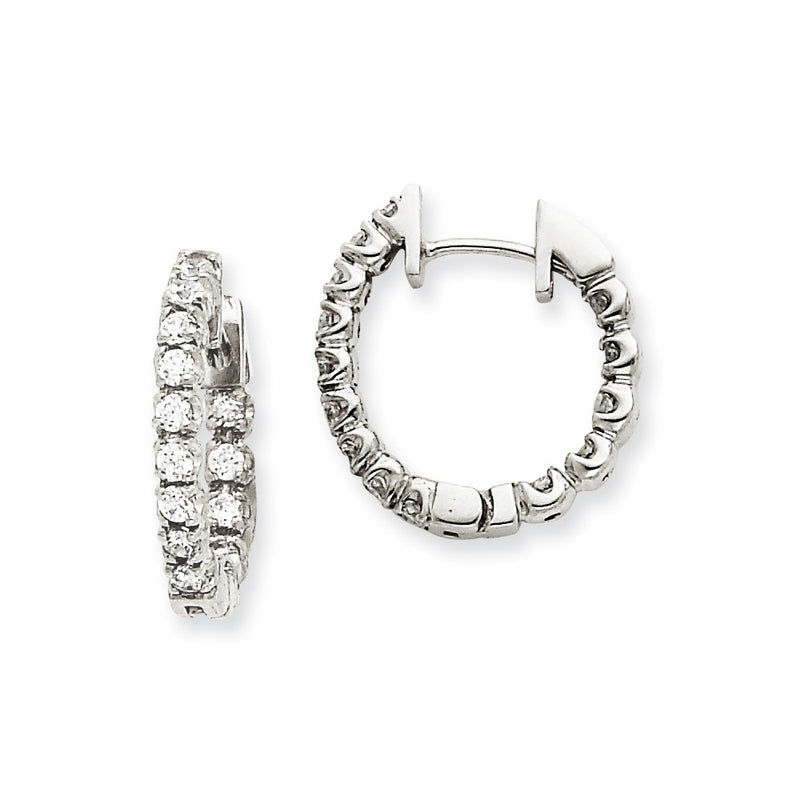 14k Yellow Gold Real Diamond Hinged Hoop Earrings