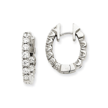 14k White Gold VS Real Diamond Hinged Hoop Earrings