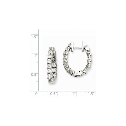 14k White Gold AA Real Diamond Hinged Hoop Earrings