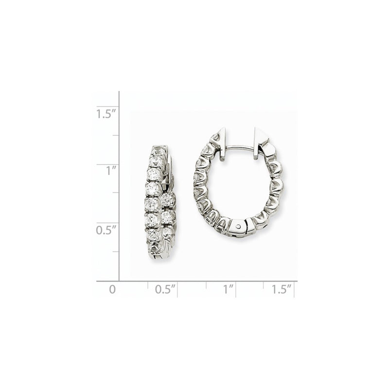 14k White Gold A Real Diamond Hinged Hoop Earrings