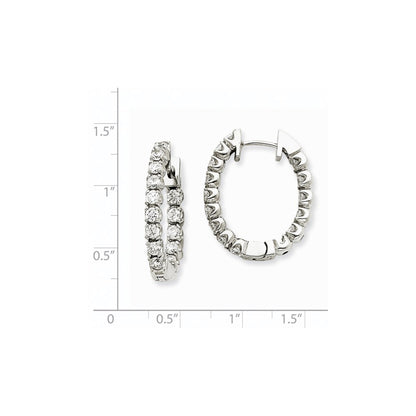 14k White Gold VS Real Diamond Hinged Hoop Earrings
