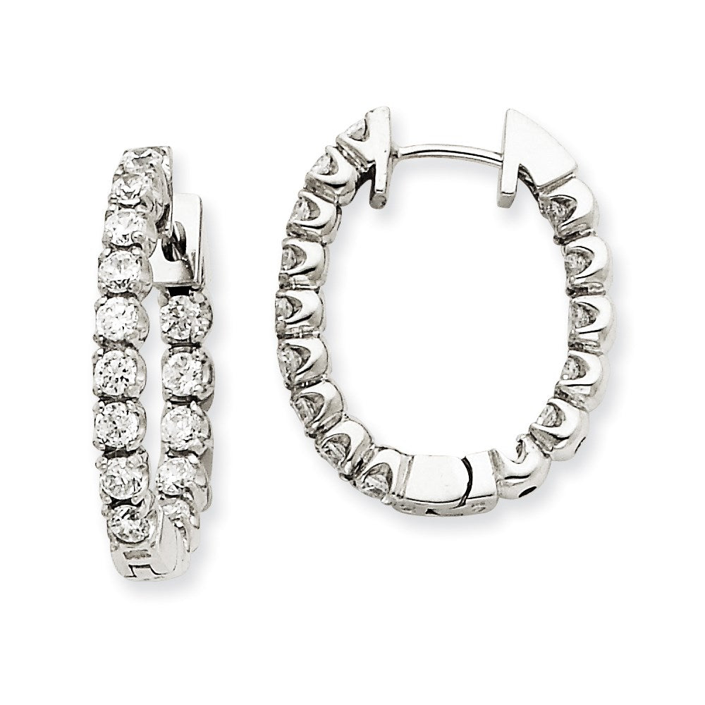 14k White Gold VS Real Diamond Hinged Hoop Earrings