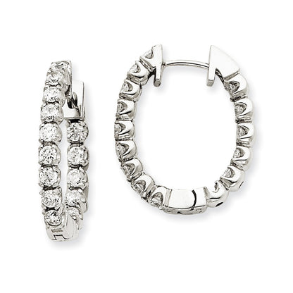 14k White Gold VS Real Diamond Hinged Hoop Earrings