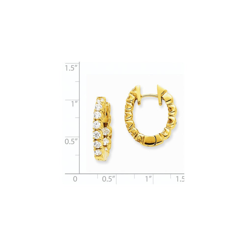 14k Yellow Gold AAA Real Diamond Hinged Hoop Earrings