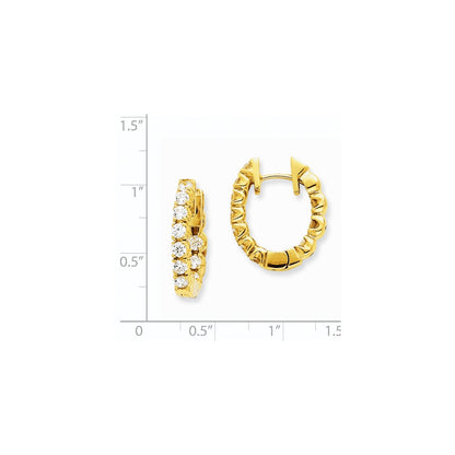 14k Yellow Gold Real Diamond Hinged Hoop Earrings