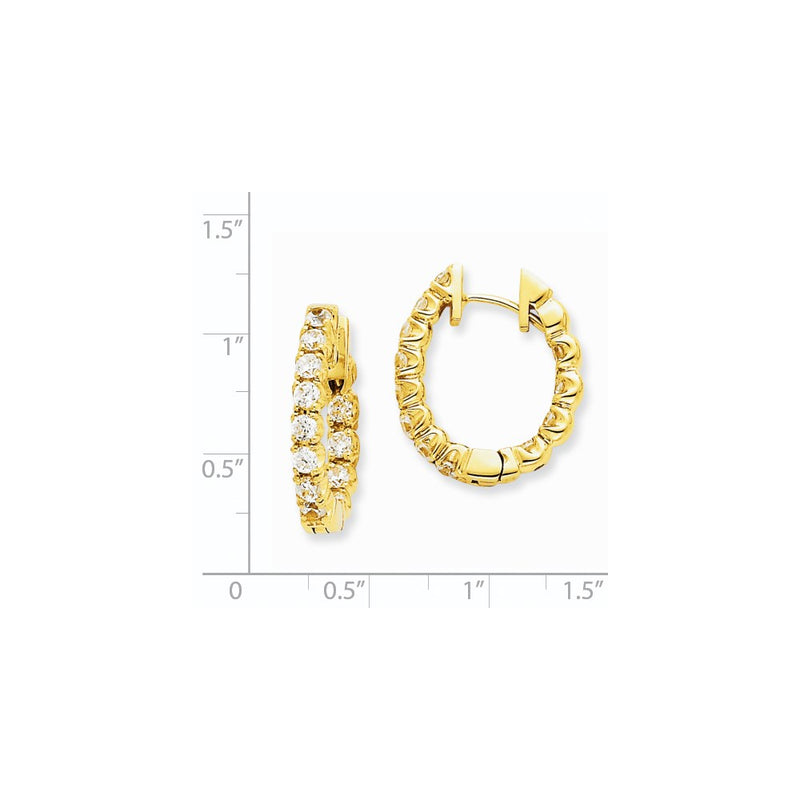 14k Yellow Gold Real Diamond Hinged Hoop Earrings