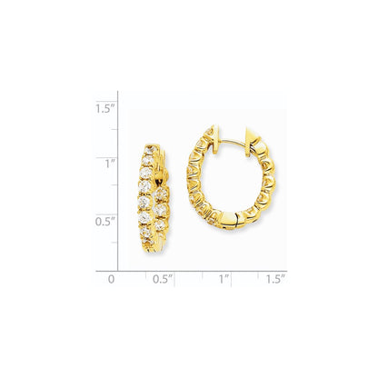 14k Yellow Gold AAA Real Diamond Hinged Hoop Earrings