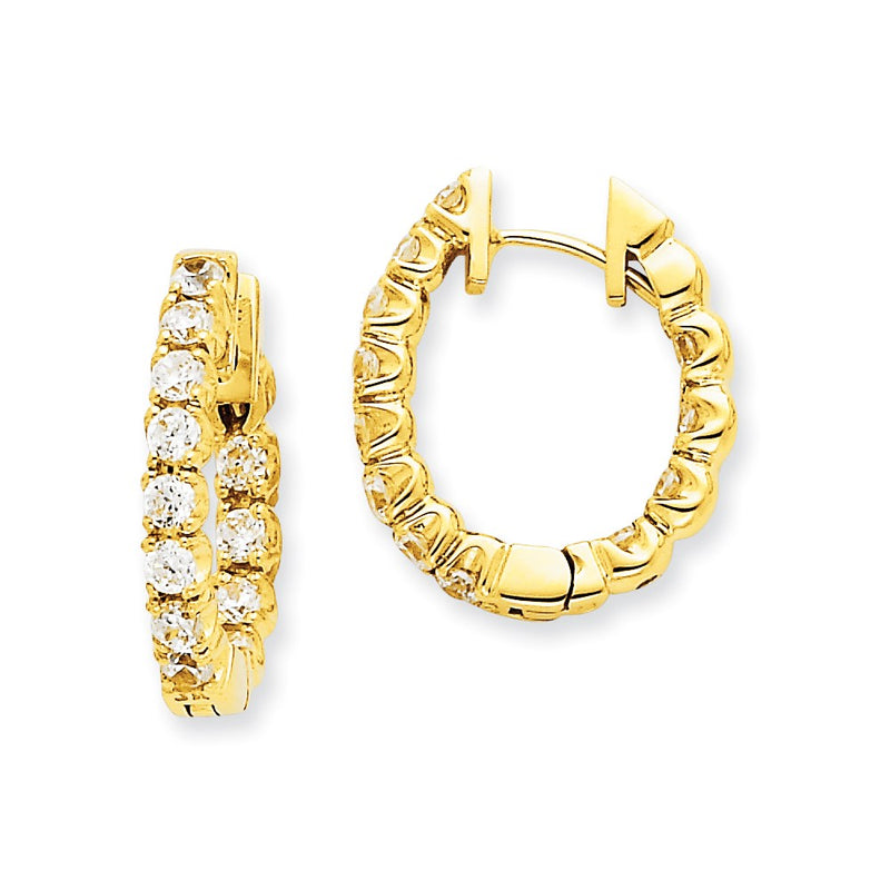 14k Yellow Gold Real Diamond Hinged Hoop Earrings
