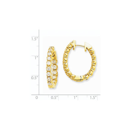 14k Yellow Gold Real Diamond Hinged Hoop Earrings