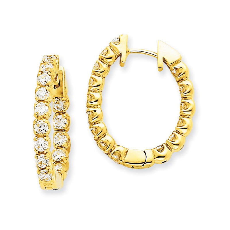 14k Yellow Gold Real Diamond Hinged Hoop Earrings