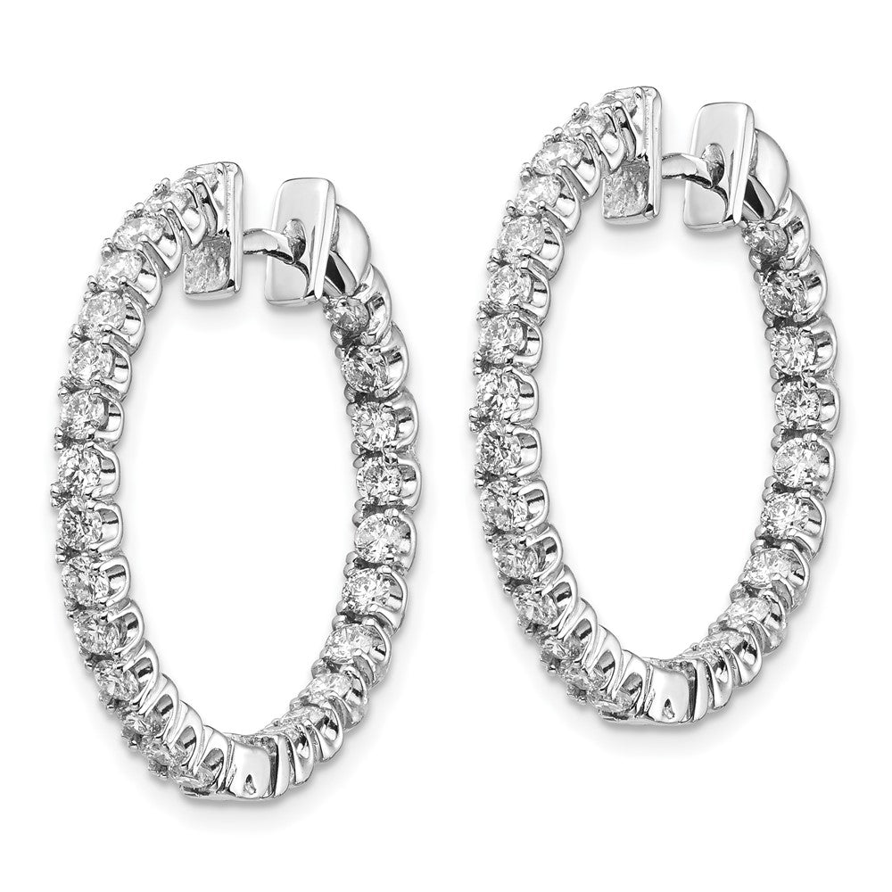 14k White Gold A Real Diamond Hinged Hoop Earrings