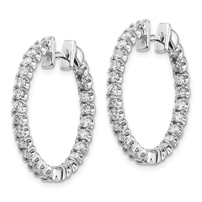 14k White Gold AA Real Diamond Hinged Hoop Earrings