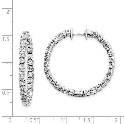 14k White Gold AAA Real Diamond Hinged Hoop Earrings