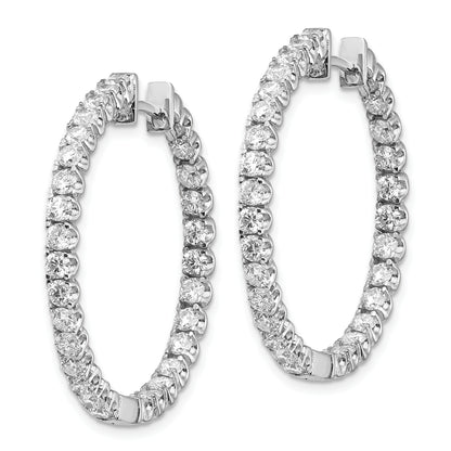 14k White Gold AAA Real Diamond Hinged Hoop Earrings