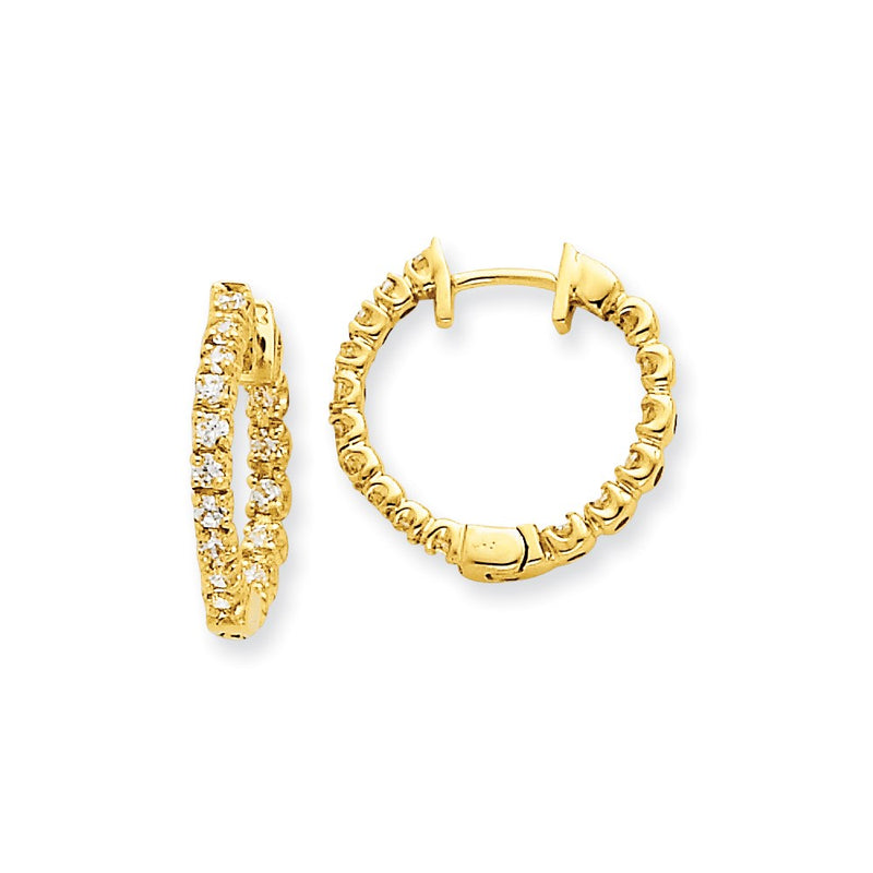 14k Yellow Gold VS Real Diamond Hinged Hoop Earrings