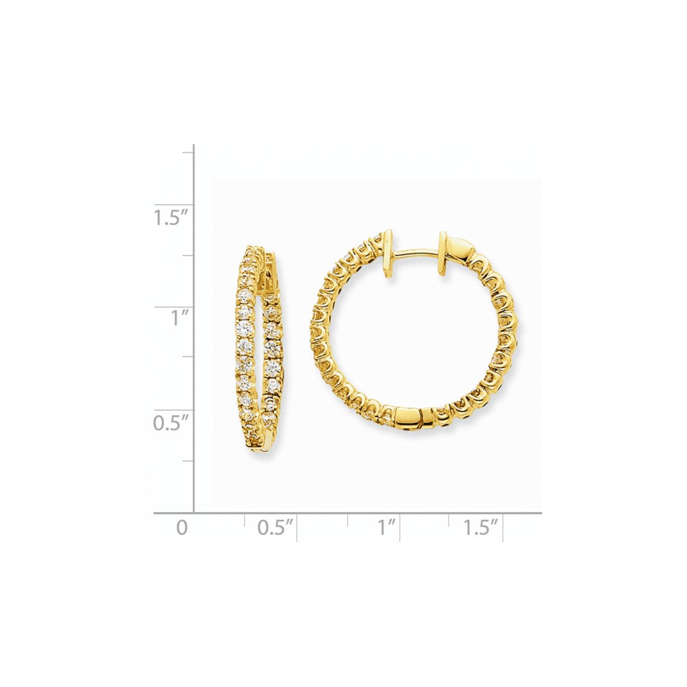 14k Yellow Gold Real Diamond Hinged Hoop Earrings
