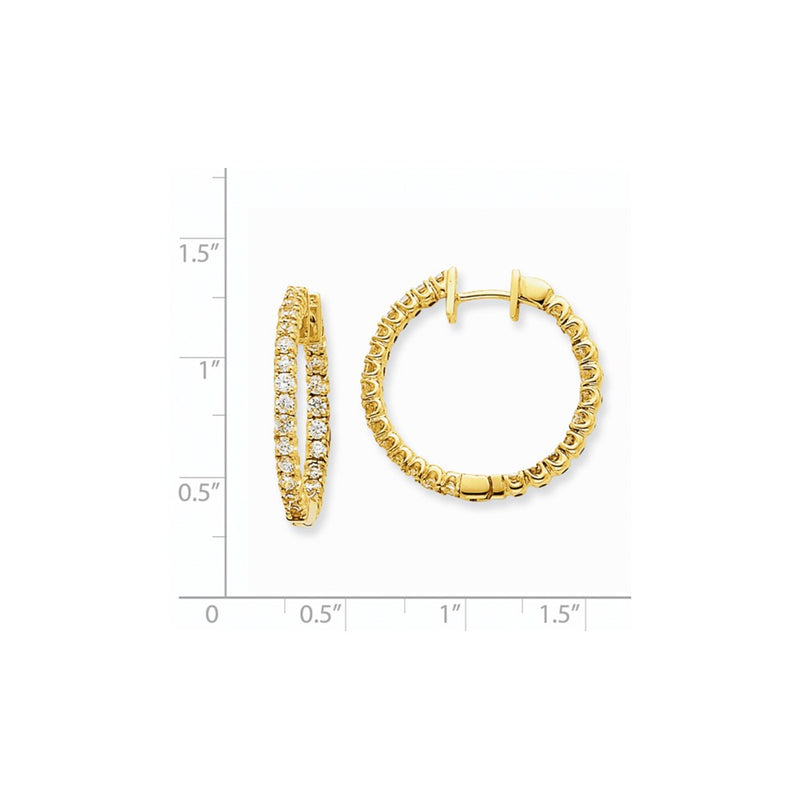 14k Yellow Gold VS Real Diamond Hinged Hoop Earrings