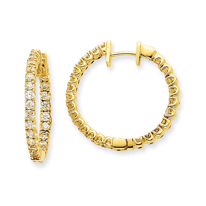 14k Yellow Gold Real Diamond Hinged Hoop Earrings