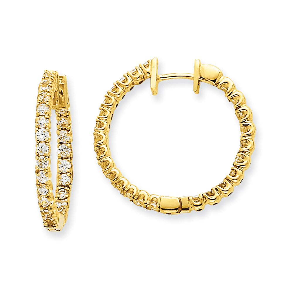 14k Yellow Gold VS Real Diamond Hinged Hoop Earrings