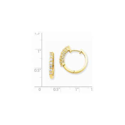 14k Yellow Gold Real Diamond Hinged Hoop Earrings