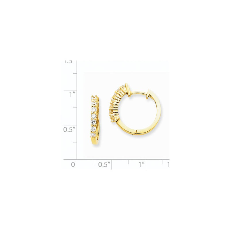 14k Yellow Gold Real Diamond Hinged Hoop Earrings