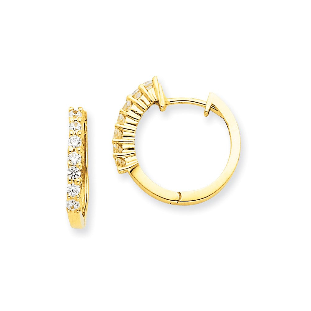14k Yellow Gold Real Diamond Hinged Hoop Earrings