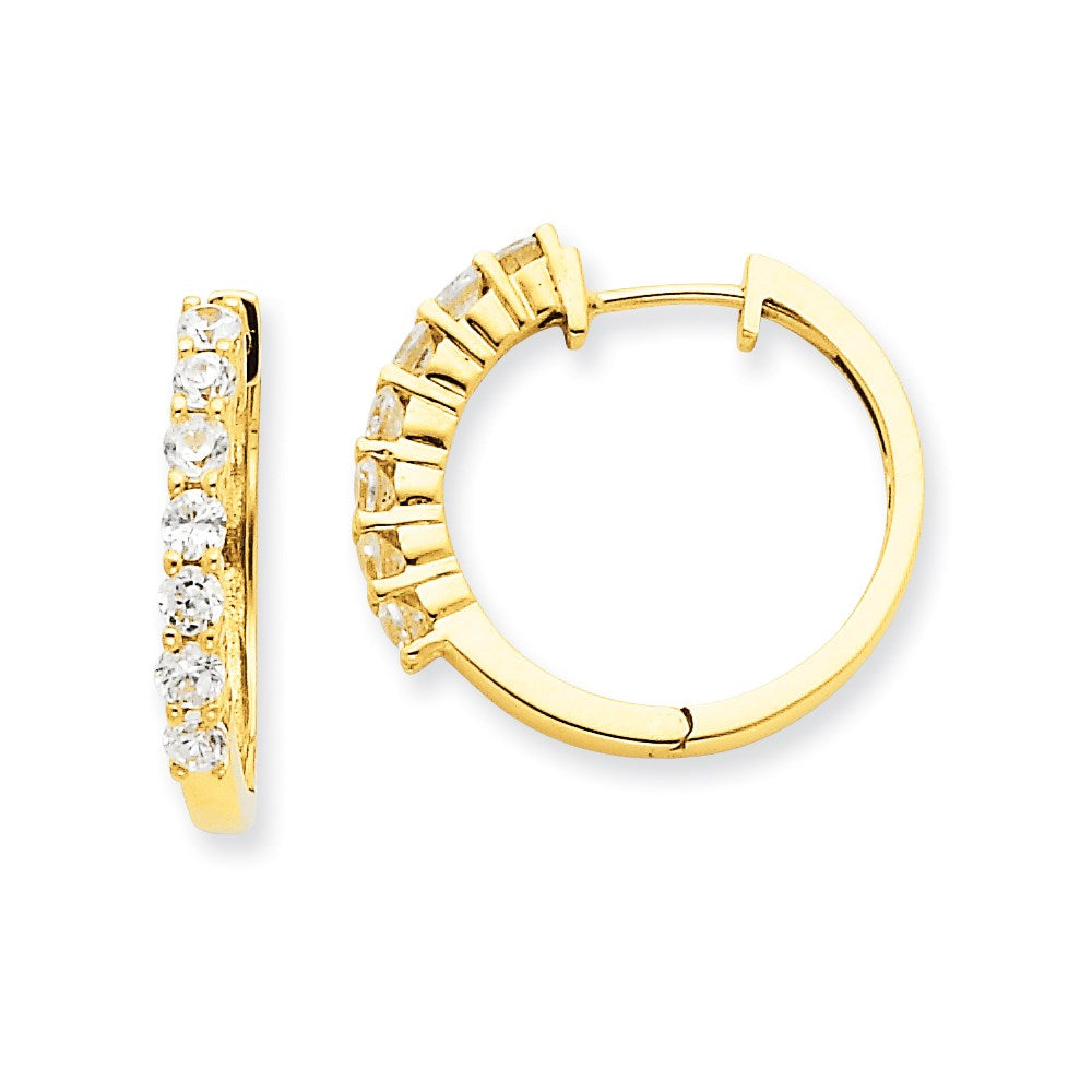 14k Yellow Gold Real Diamond Hinged Hoop Earrings