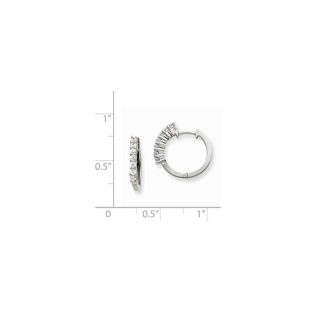 14k White Gold AA Real Diamond Hinged Hoop Earrings