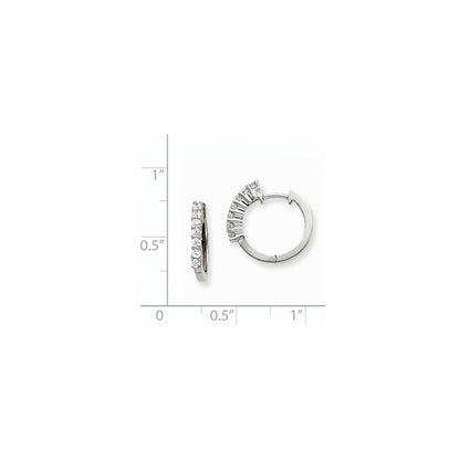 14k White Gold AA Real Diamond Hinged Hoop Earrings